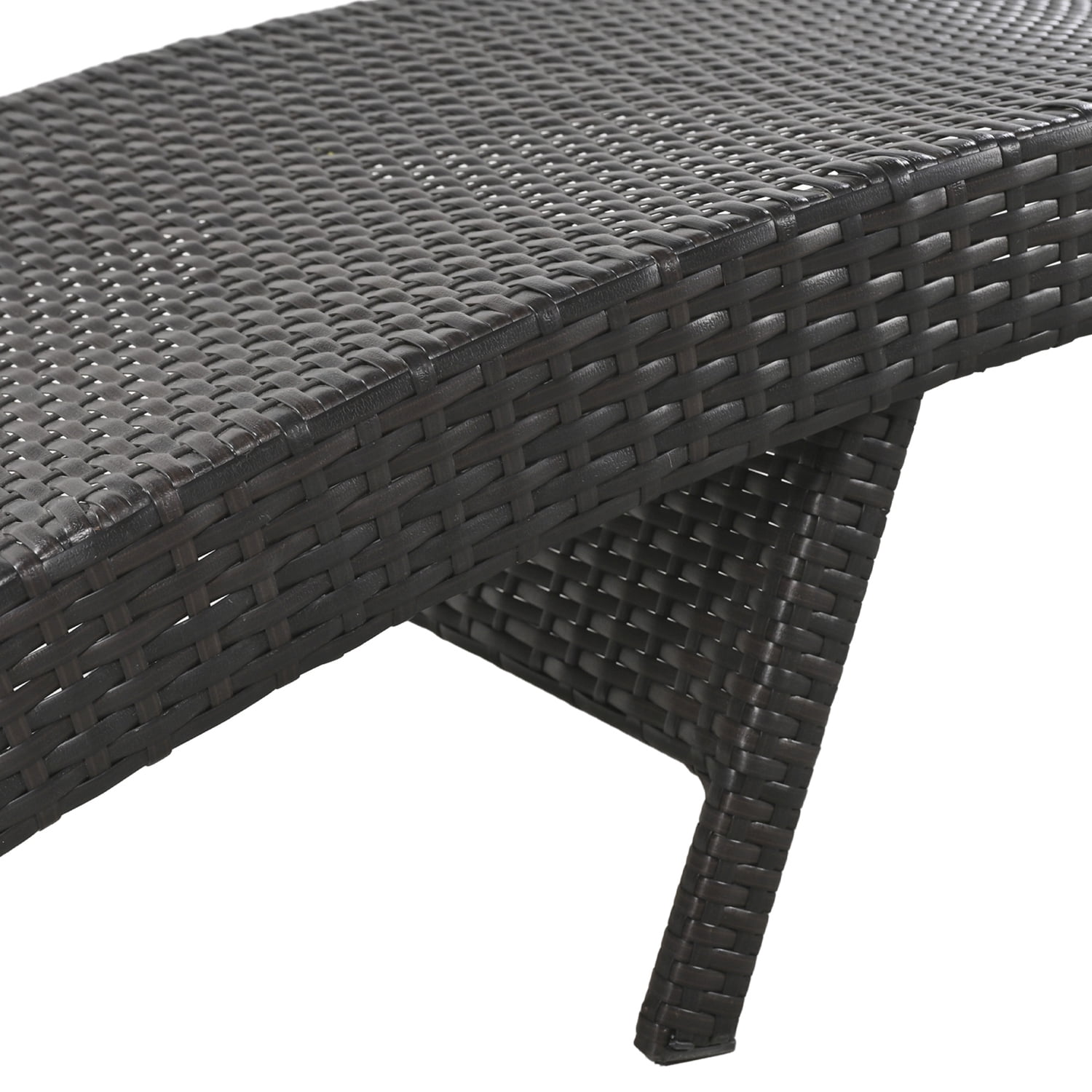 Aimee Lii Set of 2 Patio Wicker Adjustable Backrest Ergonomic Chaise Lounge Chairs with Pull-out Side Table, Convenient and Comfortable, Brown