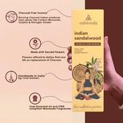 Indian Sandalwood Incense Sticks - (80 Sticks) Charcoal Free Incense,Uses Upcycled Flowers