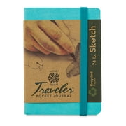 Pentalic Recycled Traveler's Sketchbook - 4-1/8" x 2-7/8", Turquoise