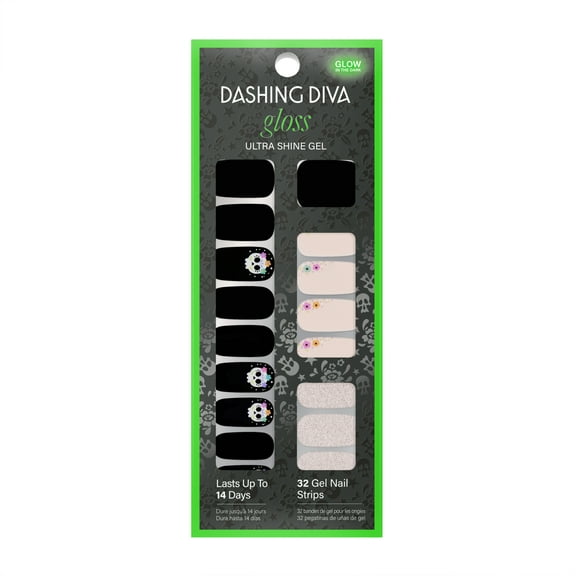 Dashing Diva Gloss Ultra Shine Gel Nail Stickers Palette, Halloween Collection, Sugar Coat It, 32ct
