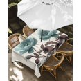 thumbnail image 3 of Teal Blue Floral Outdoor Tablecloth with Umbrella Hole, Vintage Rustic Botanical Beige Wooden Waterproof Outdoor Table Cover, Patio Tablecloths for Party Picnic Camping, Rectangle 60"x120", 3 of 9