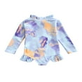 thumbnail image 2 of Baby Girls Long Sleeve Swimsuit Ruffle Zipper Rash Guard Swimwears, 2 of 6