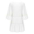 thumbnail image 5 of TIHLMK Women Shirts and Blouses White Womens Short Sleeve Plus Size Solid Hollow Out V-neck Pullover Tops Shirt Gift for Womens Tops, 5 of 9