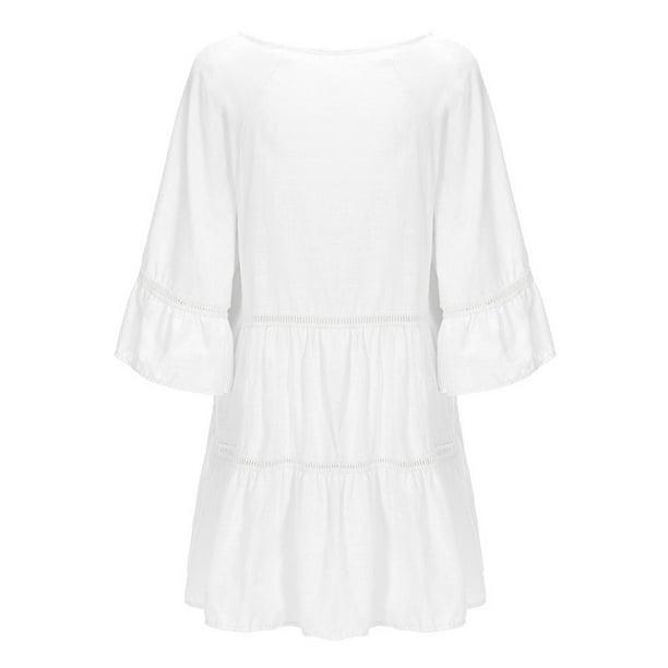 white plus size babydoll dress EMBROIDERED BOHO 2x / Powder and youll look cute and effortlessly pulled together CZHJS Women's Plus Size Babydoll