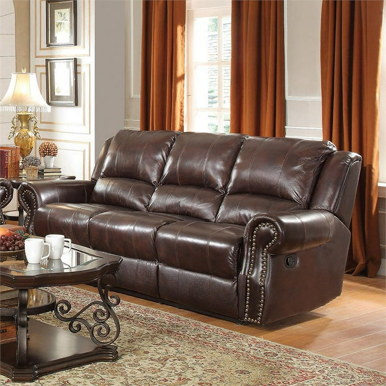 Nailhead discount reclining sofa