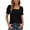 Black, variant on Women's Square Neck Puff Sleeve Tee, Casual Loose Fit Ruffle Short Sleeve Top for Summer Daily & Beach Wear, 1PC, S-XXL