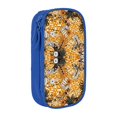 thumbnail image 1 of XMXY Leaf Yellow Point Flower Pencil Case Cute Aesthetic, Portable Pencil Bags with Compartments Zipper Blue, 1 of 7