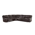 thumbnail image 4 of Espresso Motion Sectional Sofa Living Room Furniture 6pc Set Leather Aire Fabric, 4 of 4