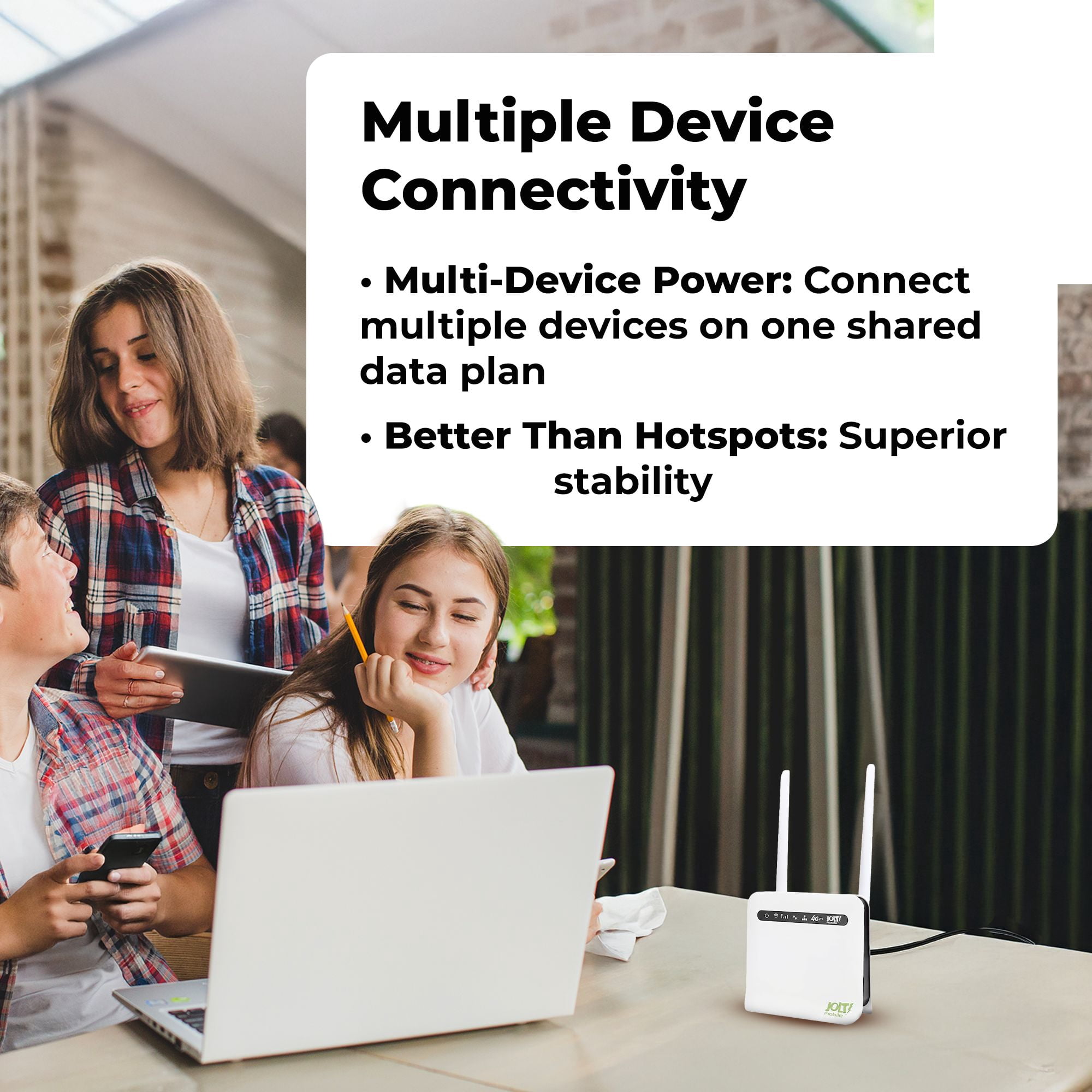 Jolt Mobile 4G LTE WiFi Router Modem Combo | Wireless Home Internet Box & Mobile Hotspot Device | High-Speed WiFi for Home, Office, RV, Travel