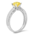 thumbnail image 2 of 1.06 ct Round Cut Simulated Yellow Diamond Solitaire with Simulated Diamond Accents 18K White Gold Womens Engagement Ring, 2 of 5