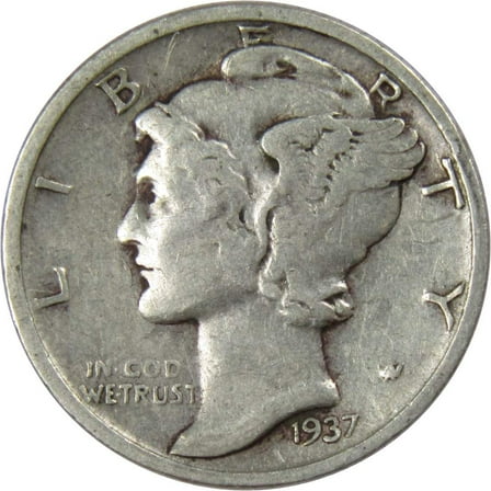 1937 D Mercury Dime G Good 90% Silver 10c US Coin Collectible