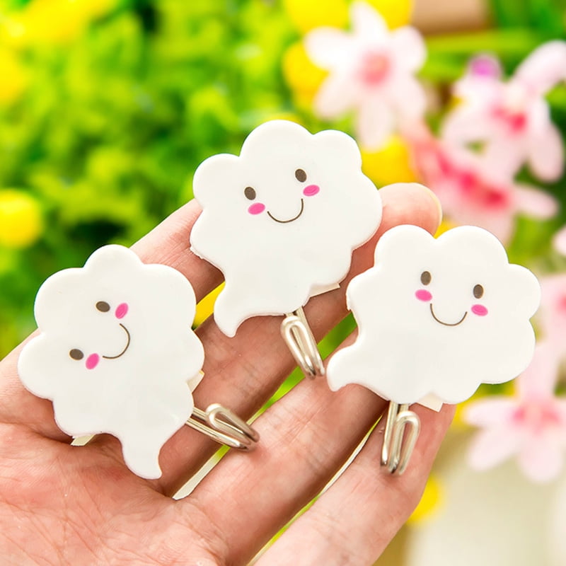 3X Cloud Adhesive Sticky Hooks Storage Wall Hangers Bathroom Kitchen CL N0P7 