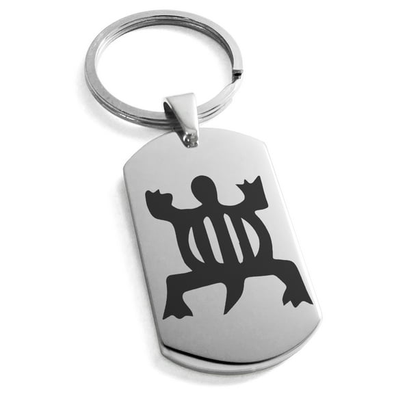 Stainless Steel Aztec Adaptability Rune Engraved Dog Tag Keychain Keyring
