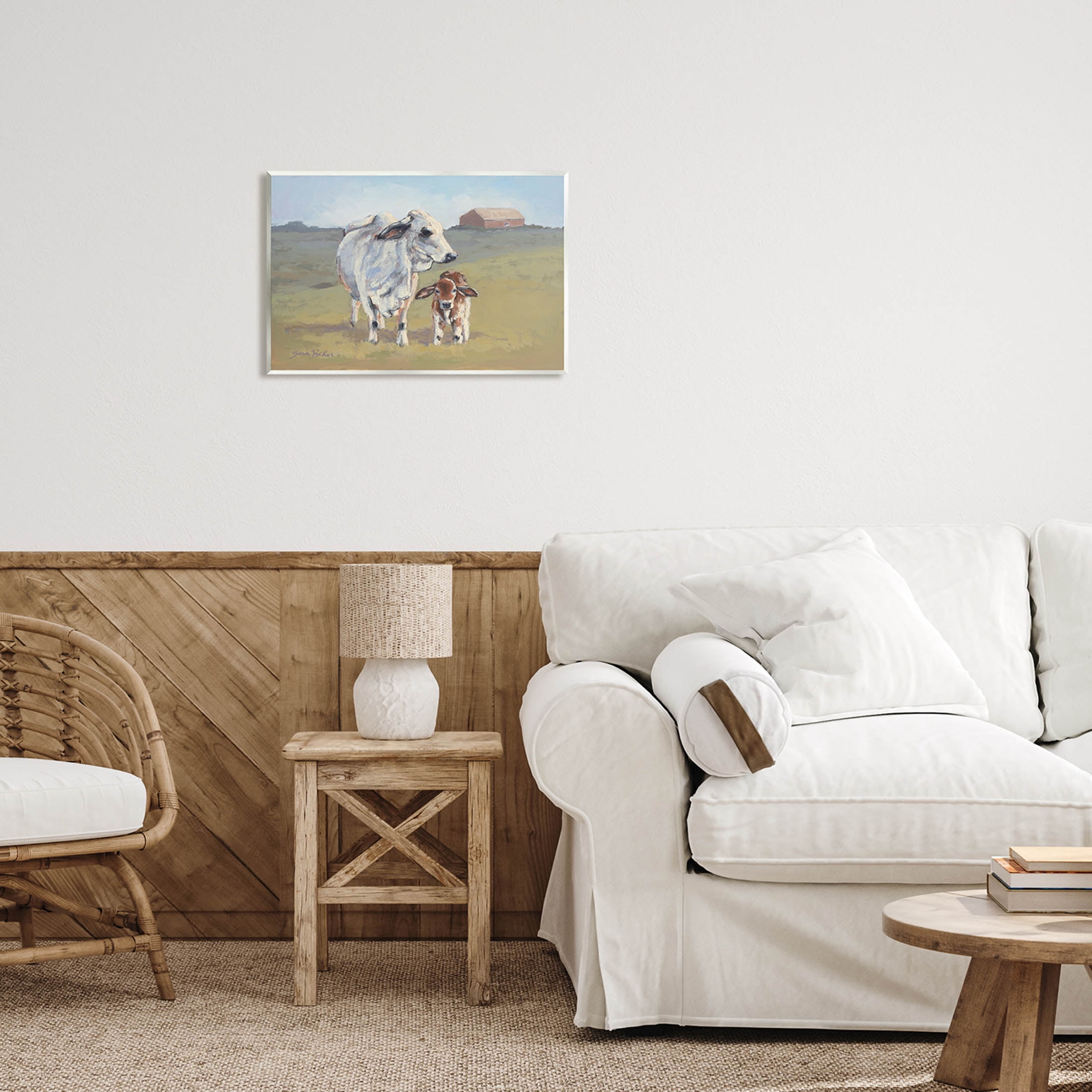 Baby Cow Family Farm Portrait Animals & Insects Painting Unframed Art Print Wall Art
