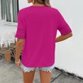 thumbnail image 4 of Womens T Shirts Short Sleeve Crewneck Shirt Hollow Out Tee Blouses Summer Tops for Women 2026 Hot Pink 2XL, 4 of 4