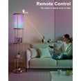 thumbnail image 5 of 61" RGB Floor Lamp with Shelves - 3-Tier Storage Smart Remote Control Standing Lamp with Fabric Lampshade, E26 Bulb Included, Dimmable Floor Lamps for Living Room, Bedroom & Home Decor (Gold), 5 of 16