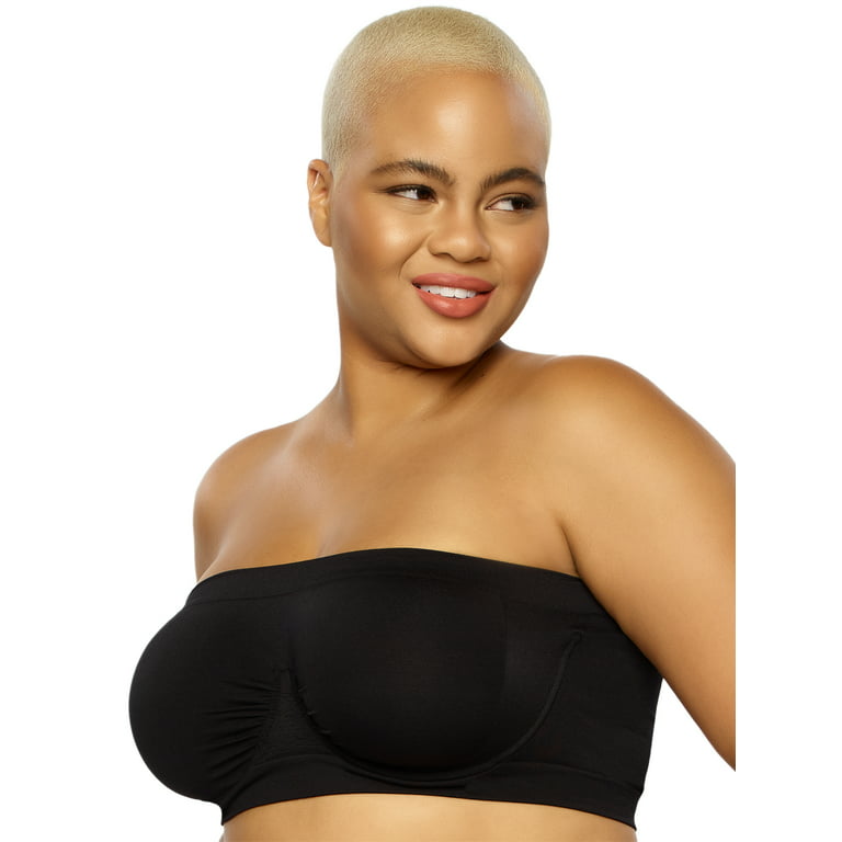 Paramour by Felina  Body Smooth Seamless Underwire Bandeau Bra (Black,  Small) 