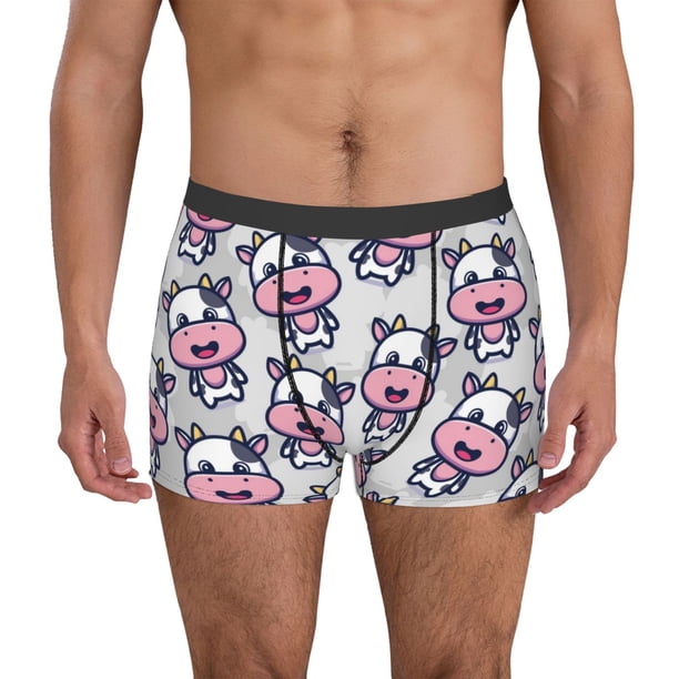 Balery Baby Cow Calzoncillos bóxer para hombre, ropa interior de algodón suave y transpirable con cinturilla de nailon-Small