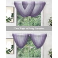 thumbnail image 4 of Purple Ombre Sheer Waterfall Valance Curtains for Window, White Gradient Modern Abstract Art Rod Pocket Sheer Topper Swag Curtains for Living Room, Kitchen 38.5"W x 47.2"L, 2 Panels, 4 of 7