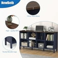 thumbnail image 3 of 8-Cube Bookcase, Farmhouse Wooden Bookshelf Low Storage Organizer, 59" Horizontal White Console with Legs, Hallway Book Case for Entryway, Display Cabinet for Living Room (Navy Blue, 8-Cube), 3 of 18