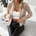 thumbnail image 4 of Ladies Casual Jacket Baeitkot Ladies Fashionable Short Zipper Women Jacket Solid Color Jacket Casual Jacket Khaki XXL, 4 of 9