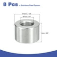 thumbnail image 2 of 8 Pcs Entretoises en Acier Inoxydable 304 1/2 Pouces OD x 1/4 Pouces ID x 3/8 Pouces Longueur(12x7x9mm) Vis Support de Bague Finition Simple Non Filetée Entretoises Rondes en Métal pour Vis M3 Boulons et Tringles, Argent, 2 of 6