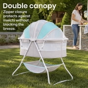 Dream On Me Karley Bassinet in Blue and Grey, Quick Fold and Easy to Carry, Large Storage Basket