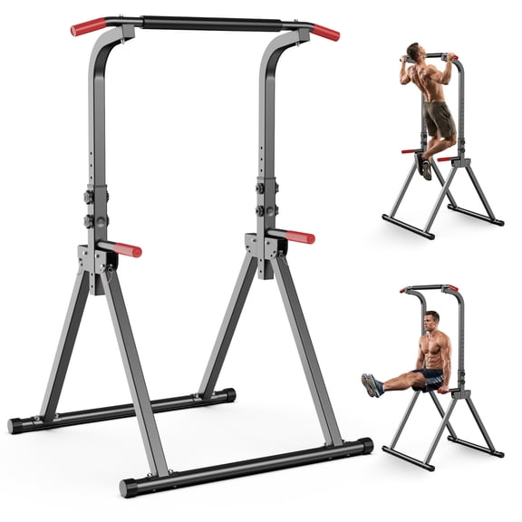 YYJO Foldable Pull Up Bar Free Standing, 11-Level Adjustable Multi-Function Power Tower Dip Bar, Home Gym Strength Training Equipment, 350LBS Capacity