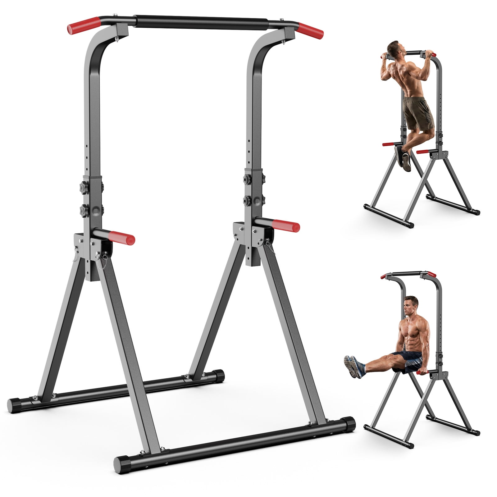 YYJO Foldable Pull Up Bar Free Standing, 11-Level Adjustable Multi-Function Power Tower Dip Bar, Home Gym Strength Training Equipment, 350LBS Capacity