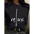 thumbnail image 1 of Relax Print Crew Neck T-Shirt, Casual Short Sleeve Top For Spring & Summer, Women's Clothing, 1 of 6