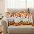 thumbnail image 2 of Fall Pumpkin Outdoor Waterproof Pillow Covers, Orange Red Thanksgiving White Wood Grain Decorative Rectangle Throw Pillowcase Sofa Cushion Sham for Patio/Couch/Chair, 20"x12" 2 Pack, 2 of 8