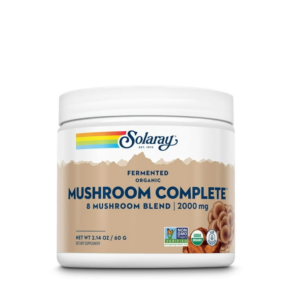 Solaray Fermented Organic Mushroom Complete, Powder | Healthy Immune Function Support | 2,000 mg per serv. | 60g, 30 Serv