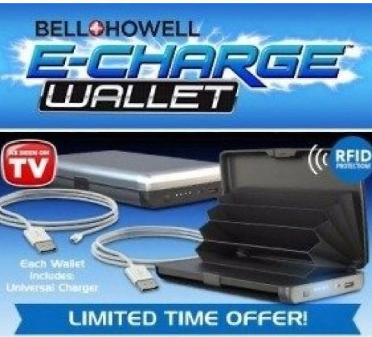 Bell + Howell E-Charge Wallet, Combination Wallet and Charger with RFID Blocking, Black, As Seen on TV