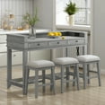 thumbnail image 2 of Harper & Bright Designs 4 Piece Bar Table Set for 4, Kitchen Dining Stools Set with 3 Upholstered Stools with 3 Drawers and USB Port, Gray, 2 of 15
