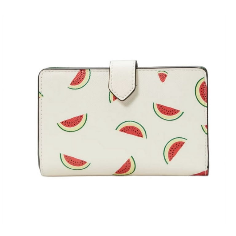 Kate Spade Staci Watermelon Party Medium Compact Bifold Wallet Cream Multi