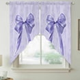 thumbnail image 2 of Purple Bow Swag Curtains for Kitchen/Bedroom/Living Room, Cute Bowknot Simple Pure Color Scalloped Curtains 63 Inch Long, Rod Pocket Window Swag Topper Curtains Valances 2 Panels Set 36"x63", 2 of 8