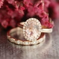 thumbnail image 3 of HeartsAndYou 1.3ct Natural Peach Morganite Bridal Set Engagement Ring 14k SOLID Rose Gold, 3 of 9