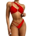 thumbnail image 1 of Aayomet Maillot de Bain pour Femmes Bikini Maillots de Bain Irréguliers Unis Tankinis Ensemble (Rouge, L), 1 of 5