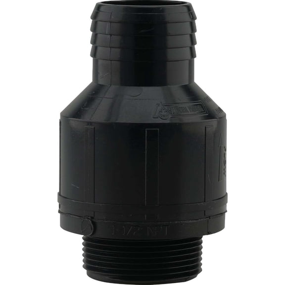 Prinsco Plumbeeeze Sump Pump Check Valve - ABS Thermoplastic, Full-Flow - 1-1/2 In. Black