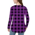 thumbnail image 5 of Fengqque Girls Long Sleeve Round Neck Plaid Print Shirts Curve Hem Side Slit Soft Tunic Tops T-Shirts Purple 3 Years, 5 of 6