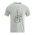 thumbnail image 5 of Rggeeun Men'S T-Shirt Classic Watercolor Guitar Graffiti Cotton Blend Knit Short Sleeve Crew Neck Relaxed Fit For Outdoor Picnics Comfort Tops,Light Gray,Xxl, 5 of 5