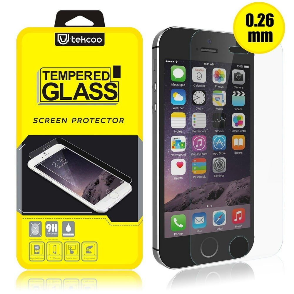 iPhone 5S Screen Protector, [Tempered Glass] High Definition Clear 9H