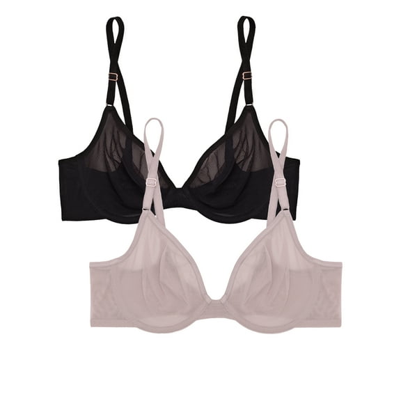 Smart & Sexy Women's Sheer Mesh Demi Underwire Bra, Single and 2-Pack
