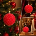 thumbnail image 5 of Flocked Christmas Ball Ornament, 6-Inch Red Plastic Bauble with Gold Thread Pattern for Tree and Party Decor, 5 of 10