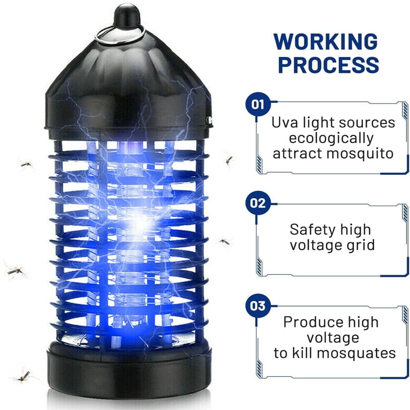 TIANLAIMEI Indoor & Outdoor 320 sq ft Electronic Bug Zapper, Black, 2 Count