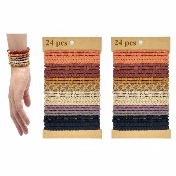 Hair Ties for Thick & Thin Hair, Elastic Hair Bands for Women Sleep, Sports, Ponytail Holder No Damage| Boho Bracelets Hair Accessories-48pcs