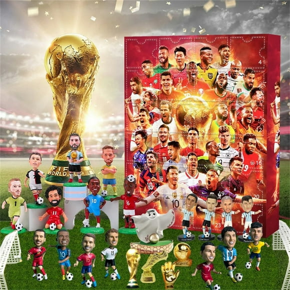 Calendrier de l'Avent 2024 Compte à Rebours Calendrier de l'Avent Kit de Soccer, 24 Jours Calendriers de l'Avent à Construire Cadeaux de Fête de Soccer Sports Fournitures d'Anniversaire Noël