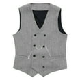 thumbnail image 3 of VBTAPA Men's Double-Breasted Suit Vest Business Casual Tops Herringbone Pattern Waistcoat for Wedding Tuxedos Silver L, 3 of 7