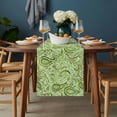 thumbnail image 2 of Vintage Green Table Runner - 48 Inch Long, Kitchen Dining Table Runner Dresser Scarves, Retro Botanical Abstract Art Farmhouse Decor for Coffee Tables Wedding Party Banquet, 2 of 8