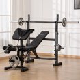 thumbnail image 2 of Soozier Weight Bench Stand with Squat Rack, Adjustable Olympic Bench, Multifunctional Arm Curl Pad, Leg Extension, Barbell Stand, Strength Training, Workout Equipment for Home, Office, Gym, Grey, 2 of 9